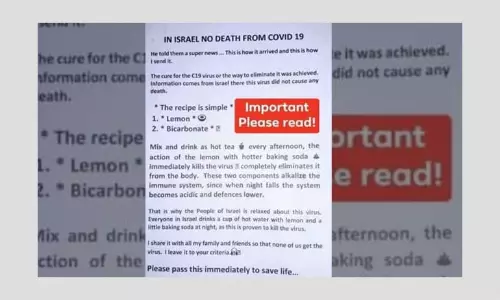 No, Baking Soda And Lemon Remedy Did Not Cure COVID-19 In Israel