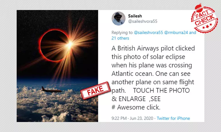 No, This Is Not A Picture Of A Solar Eclipse Clicked By A Pilot