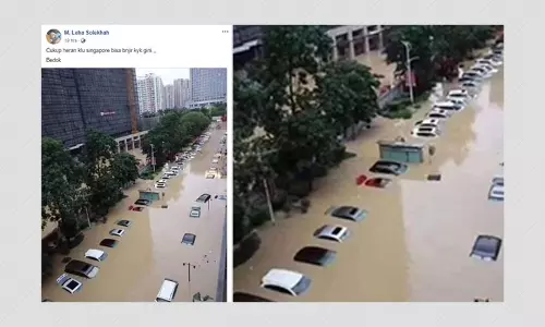 Photo Of Flooded Street In Guangzhou Shared As Photo From Singapore