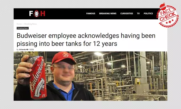 Satire Article On Budweiser Employee Urinating In Beer Viral As Real