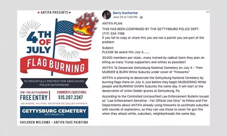 Police Say Antifa Plot To Attack Gettysburg Suburbs On July 4 Unproven