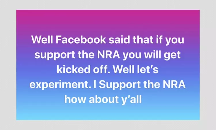 No, Facebook Will Not Remove NRA Supporters From The Social Media Site