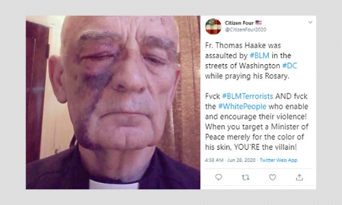 Did Black Lives Matter Protesters Assault A Priest In Washington DC?