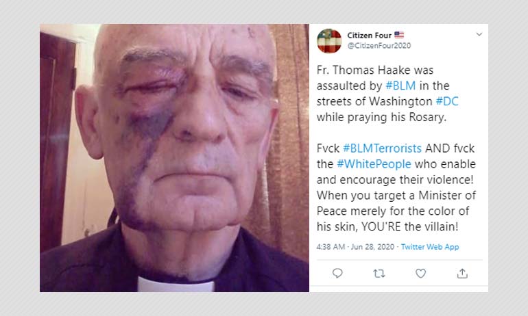 Did Black Lives Matter Protesters Assault A Priest In Washington DC? Did Black Lives Matter Protesters Assault A Priest In Washington DC?