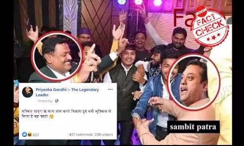 Image Showing Sambit Patra Dancing With Vikas Dubey Is Morphed