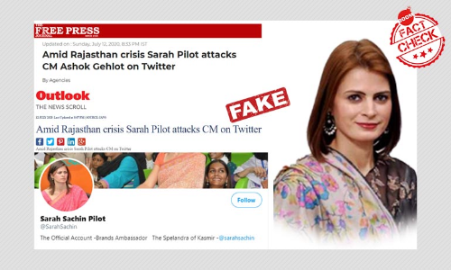 Rajasthan Political Crisis: IANS Falls For Fake Sara Pilot Twitter Account
