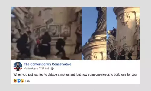 2015 Video Of Man Falling From A Statue Linked To Anti-Racism Protests