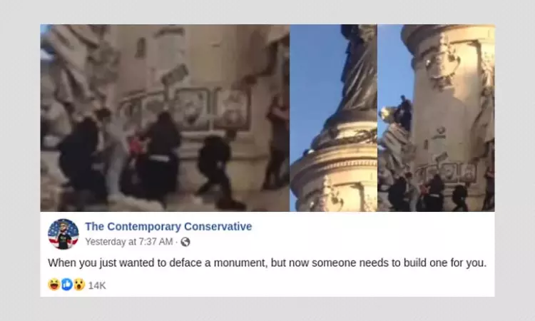 2015 Video Of Man Falling From A Statue Linked To Anti-Racism Protests