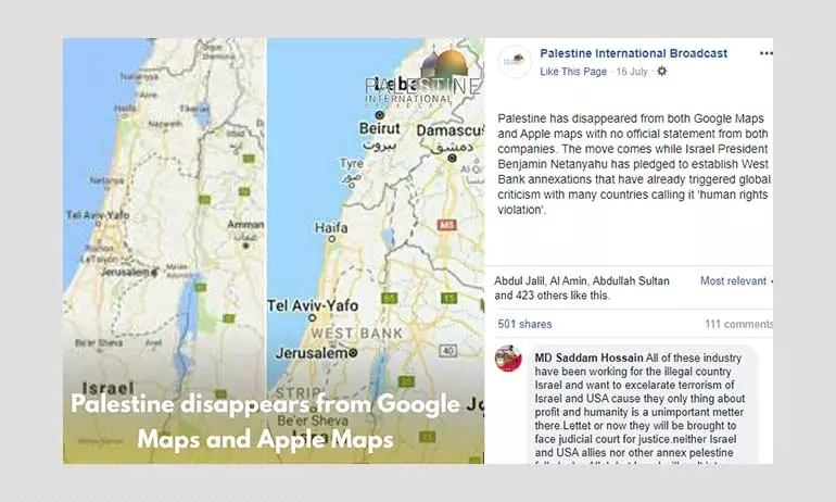 Did Google And Apple Remove Palestine Label From Maps? A Fact Check