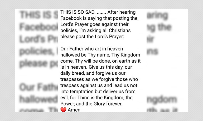 No, Facebook Has Not Banned Users From Sharing The Lord No, Facebook Has Not Banned Users From Sharing The Lord
