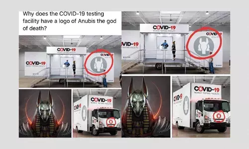 Does This Logo On COVID-19 Testing Trucks Show Egyptian God Of Death?