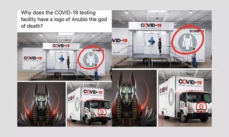 Does This Logo On COVID-19 Testing Trucks Show Egyptian God Of Death?