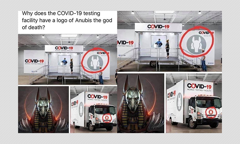 Does This Logo On COVID-19 Testing Trucks Show Egyptian God Of Death? Does This Logo On COVID-19 Testing Trucks Show Egyptian God Of Death?