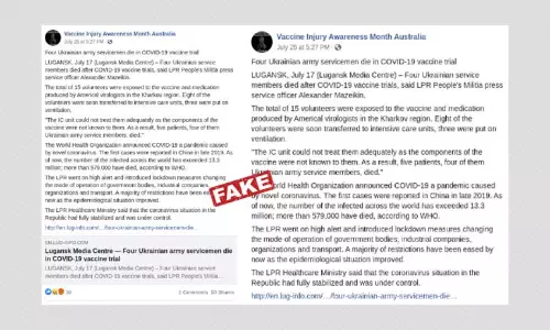 No, The USA Is Not Testing COVID-19 Vaccine On Ukrainian Soldiers