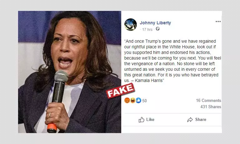 Kamala Harris Did Not Say Donald Trump Supporters Will Be Punished