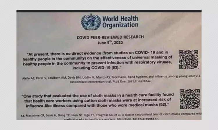 Anti-mask Posts Use Fake WHO Document To Spread Misinformation