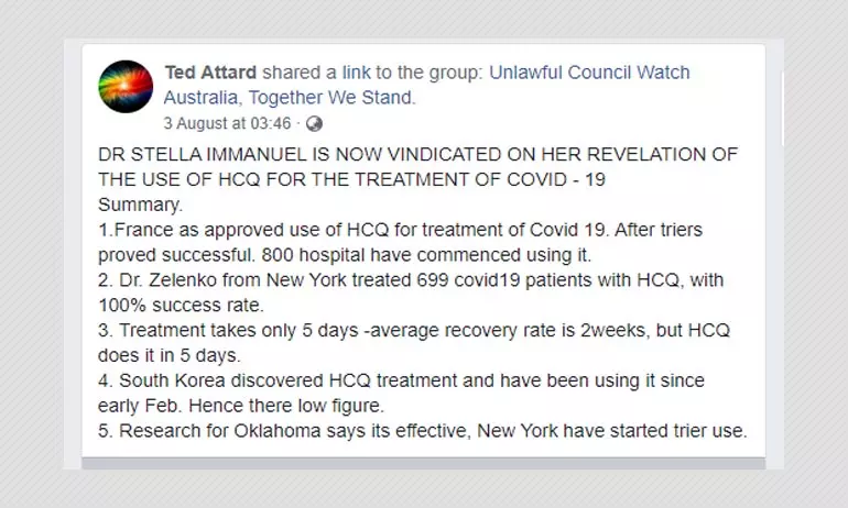 Misleading Claims About HCQs Effectiveness Against COVID-19 Viral