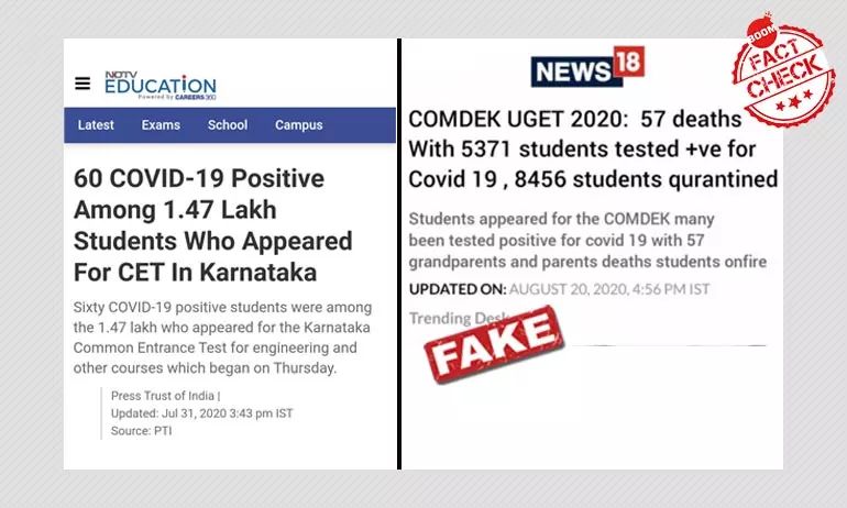 Fake Screenshot Claims Students Test COVID-19 Positive After COMEDK Exams Fake Screenshot Claims Students Test COVID-19 Positive After COMEDK Exams