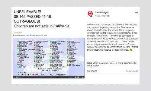 Has California Passed A Legislation Decriminalizing Paedophilia?