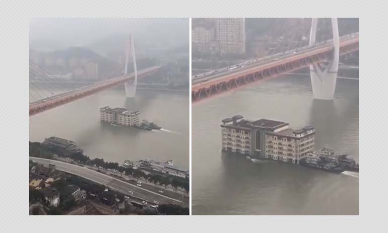 No, This Video Does Not Show A Moving Mansion On A River In China No, This Video Does Not Show A Moving Mansion On A River In China