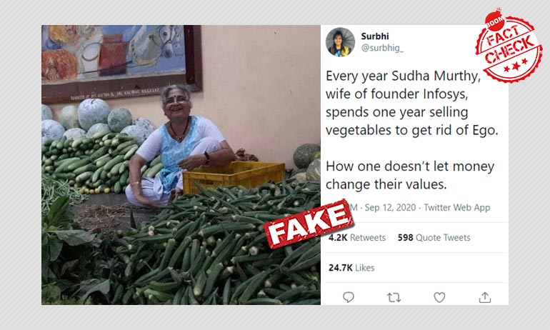 Photo Of Sudha Murty At Bengaluru Mutt Shared With Misleading Claim Photo Of Sudha Murty At Bengaluru Mutt Shared With Misleading Claim