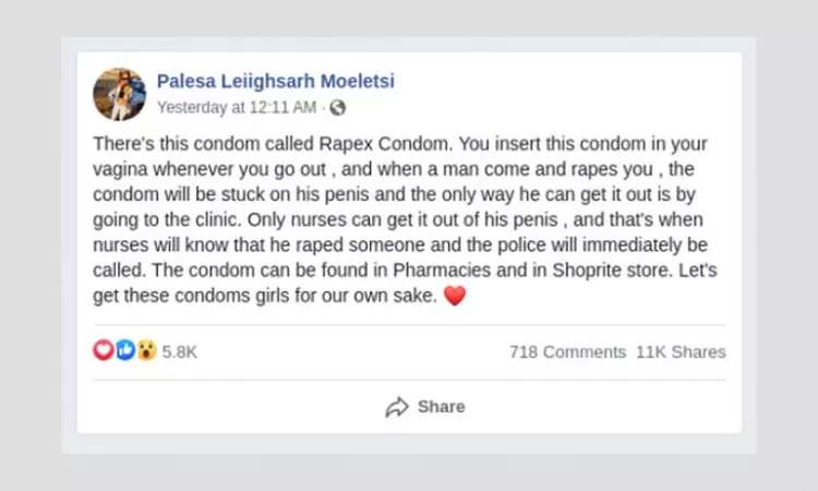 Posts Promote Anti-Rape Condoms That Are Not Available In Stores