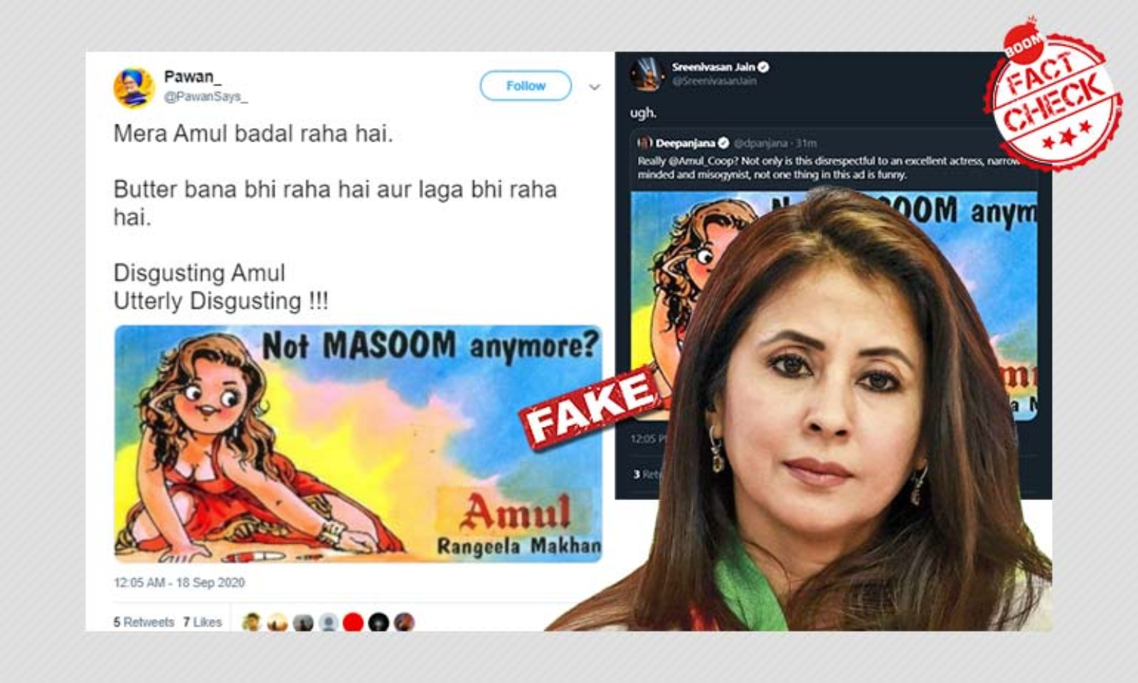 Kangana-Urmila Row: Old Amul Ad Falsely Linked To Recent Controversy Kangana-Urmila Row: Old Amul Ad Falsely Linked To Recent Controversy