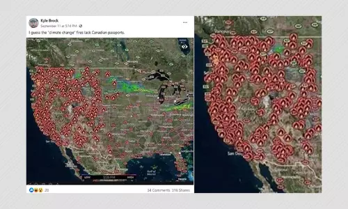 Map Of US Wildfires Shared To Cast Doubts On Climate Change