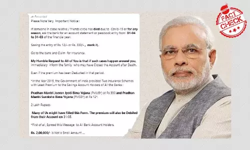 Insurance Claims For COVID-19 Deaths Only Under PMJJBY, Not PMSBY