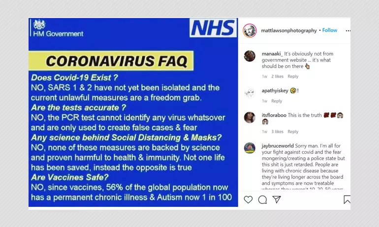Fake NHS Graphic Spreads COVID-19 Pandemic Denial On Social Media