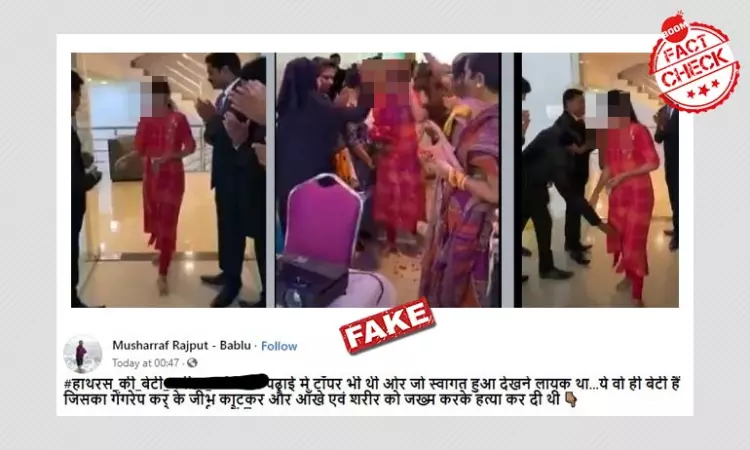 Unrelated Video Of Woman Being Felicitated Viral With Hathras Twist