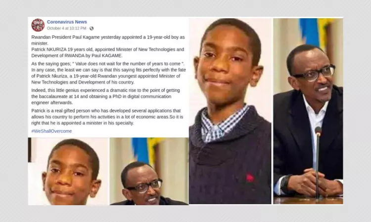 Rwandan President Paul Kagame Has Not Appointed A 19-Year-Old As Minister