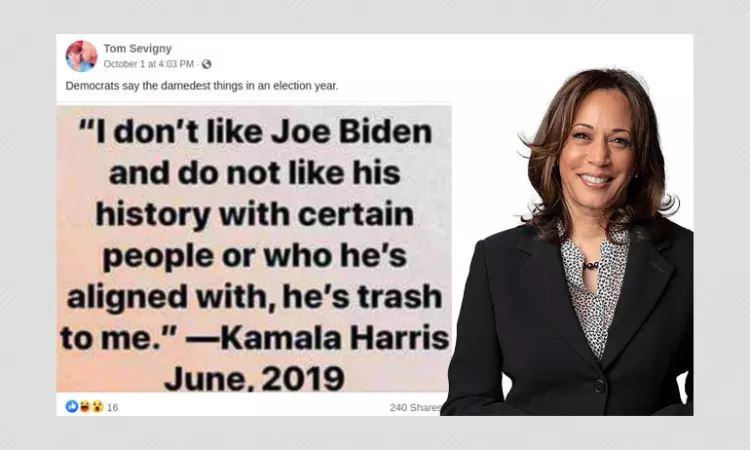 No, Kamala Harris Did Not Call Democratic Candidate Joe Biden Trash