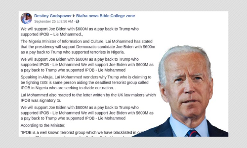 No, Nigeria Is Not Donating $600m To Joe Bidens Presidential Campaign
