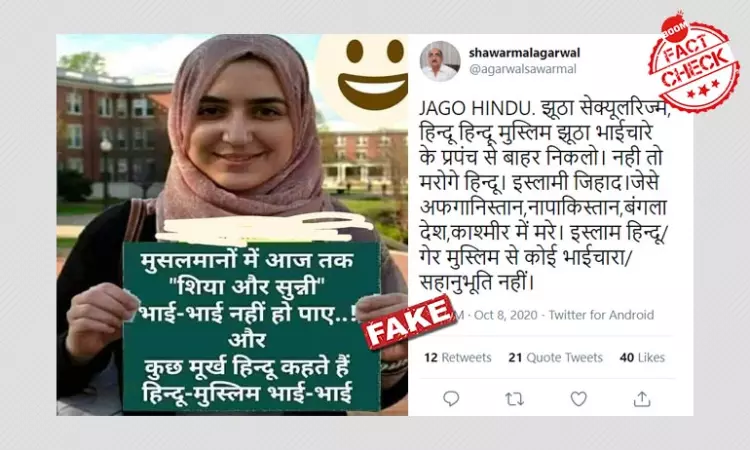 Edited Photo Of Woman Holding A Placard With Communal Claims Revived