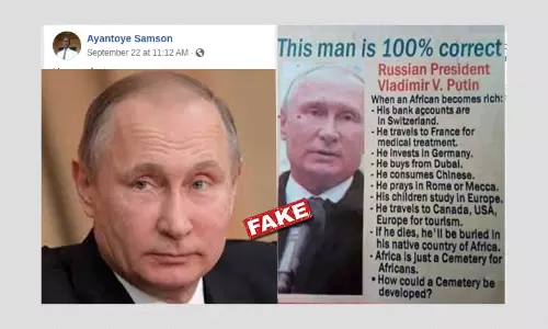 There Is No Evidence That Vladimir Putin Criticised Rich Africans