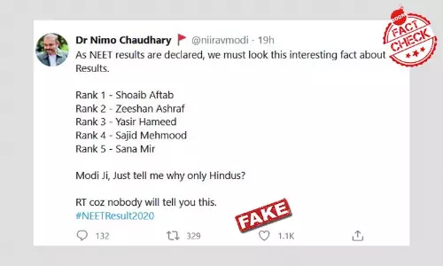 NEET 2020 : Satire Post Claiming 5 Toppers Are Muslims Goes Viral