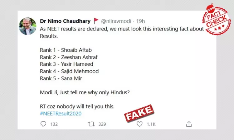NEET 2020 : Satire Post Claiming 5 Toppers Are Muslims Goes Viral