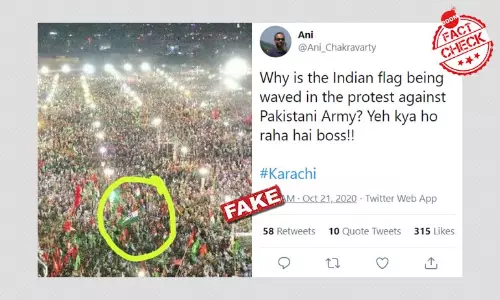 Image Of Indian Flag At Pakistan Opposition Rally Is Fake