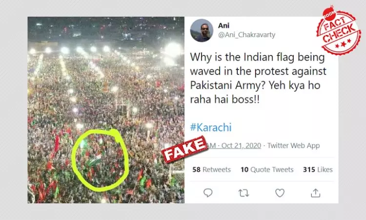 Image Of Indian Flag At Pakistan Opposition Rally Is Fake
