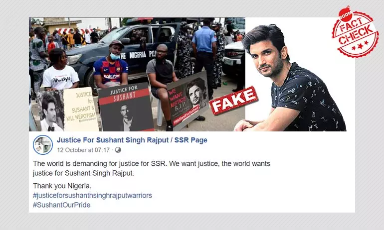 Image Of Justice For Sushant Placards In Nigeria Is Fake