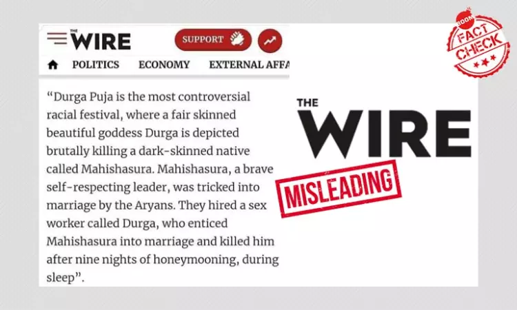 Cropped Screenshot Of The Wire Article On Durga Puja Is Misleading