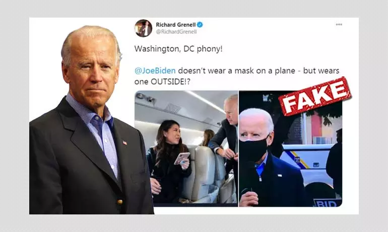 2019 Photo Used To Allege Joe Biden Doesnt Wear A Mask On A Plane