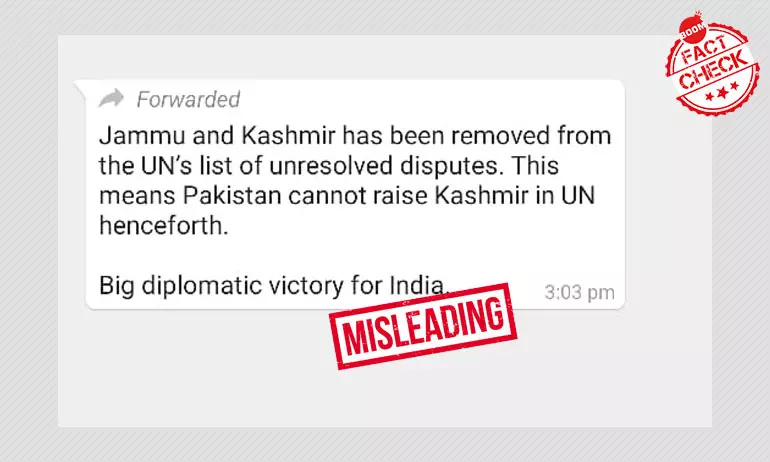 Has The UN Removed Kashmir From Unresolved Disputes List? A Factcheck