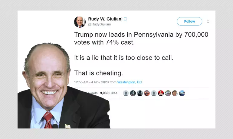 Rudy Giuliani Falsely Claims Trumps Lead In Pennsylvania Is Unassailable