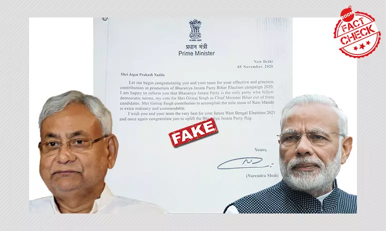 Fake Letter Claims PM Modi Endorses Giriraj Singh As Next Bihar CM