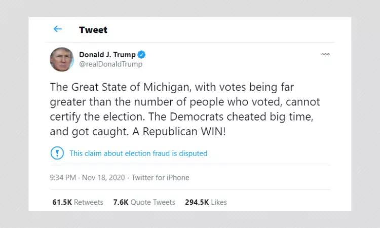 Donald Trump Falsely Claims Michigan Cannot Certify Vote