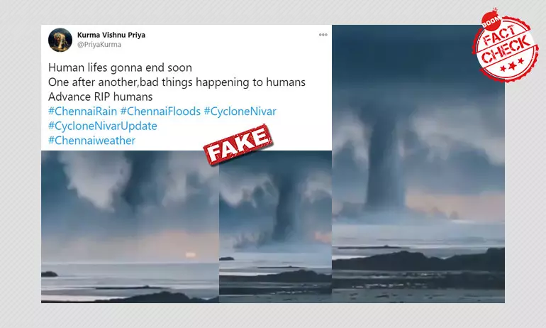 CGI Clip Of A Tornado Shared As Cyclone Nivar Making Landfall