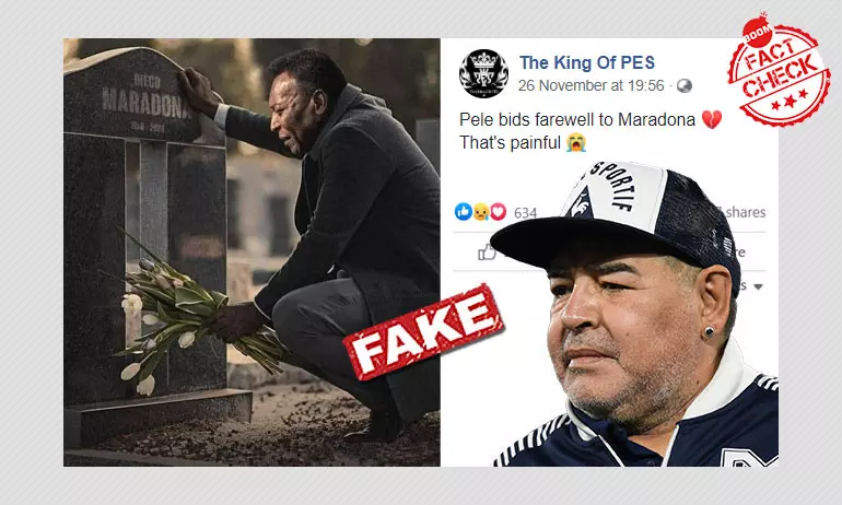 Photo Showing Pele Crying At Maradonas Grave Is Morphed And Fake