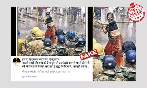 Farmers Protest: Old Picture Of Woman Wielding Lathi At Cops Revived